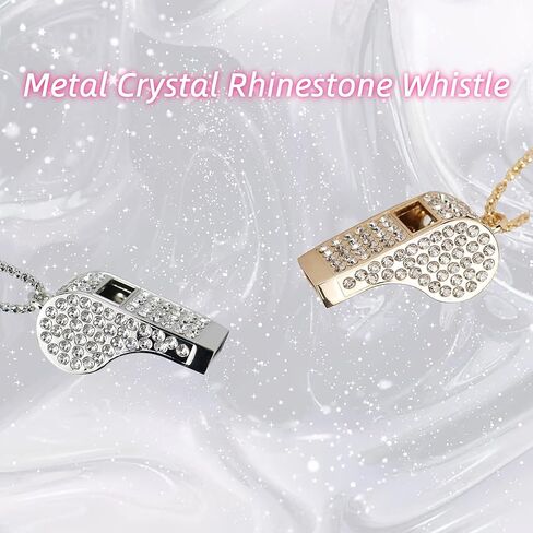 صفارة حبل معدنية من حجر الراين، صوت عالٍ كريستالي مع صفارة سلسلة للمدربين، والحكام، والمعلمين، والشرطة، وحارس الإنقاذ، والطوارئ، والرياضة، والكبار (فضي) in Kuwait