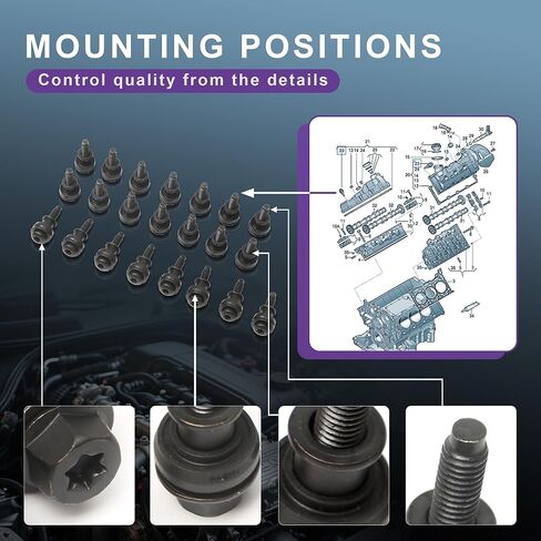 براغي تغطية صمام المحرك أكياس 06B103831E استبدال VW EOS Golf Jetta Passat Touareg Audi A3 A4 A5 A6 A7 A8 Q4 Q7 TT R8 RS5 (06B103831J-22PCS) in Saudi Arabia