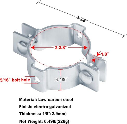 GBGS 4 Pack Sign تصاعد قوس لـ OD 2-3 / 8 "عمود الأنابيب المستديرة ، من الخلف إلى الخلف أجهزة دعم إشارة الشارع المعدنية in Saudi Arabia