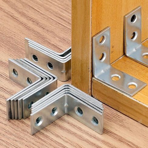 10Pcs Stainless Steel L Brackets (1.2x1.2 Inch) - Heavy Duty 90 Degree Corner Braces with Screws for Furniture, Wood Shelves, Cabinet, Drawer, Chair, Table Repair & Reinforcement in Saudi Arabia