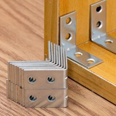 10Pcs Stainless Steel L Brackets (1.2x1.2 Inch) - Heavy Duty 90 Degree Corner Braces with Screws for Furniture, Wood Shelves, Cabinet, Drawer, Chair, Table Repair & Reinforcement in Saudi Arabia