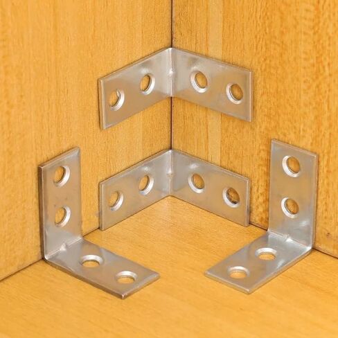 10Pcs Stainless Steel L Brackets (1.2x1.2 Inch) - Heavy Duty 90 Degree Corner Braces with Screws for Furniture, Wood Shelves, Cabinet, Drawer, Chair, Table Repair & Reinforcement in Saudi Arabia