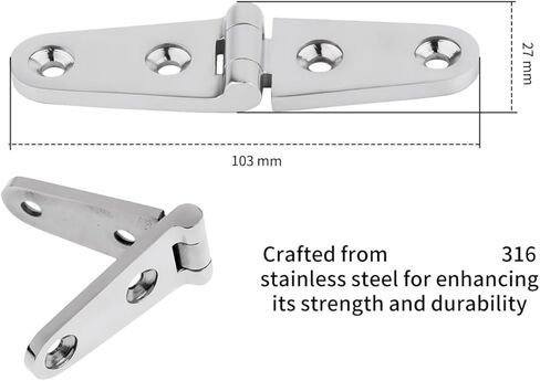 1 قطعة البحرية 316 الفولاذ المقاوم للصدأ 103x27 مللي متر الثقيلة يلقي قارب الباب حزام المفصلي 6 ثقوب مرآة البولندية in Kuwait