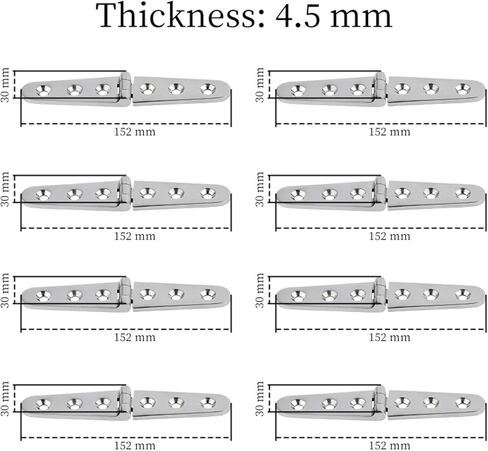 8 قطعة 30x152 مللي متر الفولاذ المقاوم للصدأ 316 حزام الباب المفصلي مع 6 ثقوب مرآة البولندية مركبة بحرية الأجهزة الصب in Kuwait
