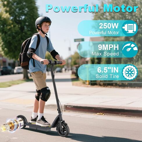 Electric Scooter, 250W Motor, Max Speed 9 MPH, 6.5" Kick Scooter, 3 Speed Modes, LED Display, Max Load 155LBS in Kuwait