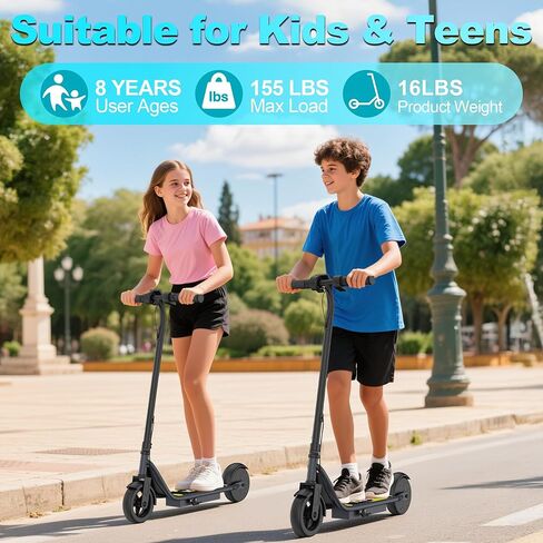 Electric Scooter, 250W Motor, Max Speed 9 MPH, 6.5" Kick Scooter, 3 Speed Modes, LED Display, Max Load 155LBS in Kuwait