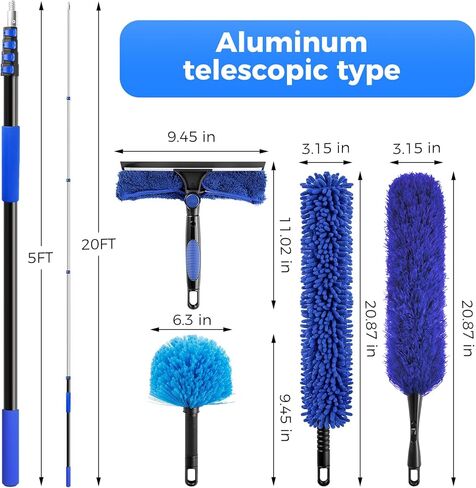 مجموعة منفضة عالية الوصول من wlich بطول 26 قدمًا، مجموعة من الألومنيوم ومروحة ونافذة بطول 5-20 قدمًا، مجموعة غبار متعددة الاستخدامات مع 5 رؤوس قابلة للاستبدال لتنظيف المراوح والنوافذ والمناطق التي يصعب الوصول إليها في الهواء الطلق بدون سلم in Kuwait