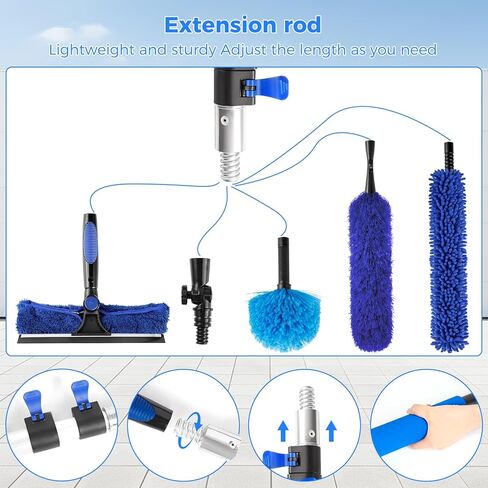 مجموعة منفضة عالية الوصول من wlich بطول 26 قدمًا، مجموعة من الألومنيوم ومروحة ونافذة بطول 5-20 قدمًا، مجموعة غبار متعددة الاستخدامات مع 5 رؤوس قابلة للاستبدال لتنظيف المراوح والنوافذ والمناطق التي يصعب الوصول إليها في الهواء الطلق بدون سلم in Kuwait