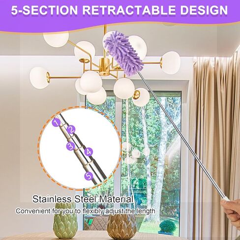 2Pcs Mini Duster for Cleaning, Microfiber Duster with Extendable Pole, Washable Small Duster, Cleaning Tools for Office, Car Interior, Window, Furniture, Computer (Purple) in Saudi Arabia