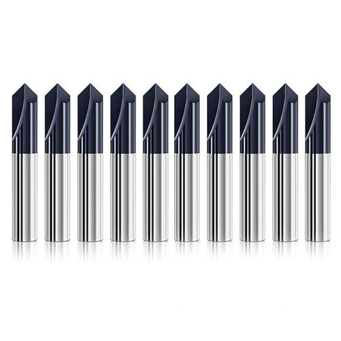10pcs Chamfer End Mill 90 Degrees 6mm Shank V Groove Router Bit 2 Flute Cutter Carbide CNC Milling in Saudi Arabia