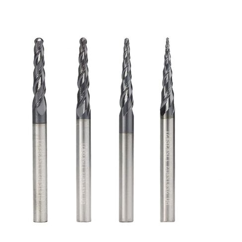 4pc Tapered Ball Nose End Mill Tungsten Carbide Milling Cutter CNC Router Bit 2 Flute Solid Taper for Wood Metal Cone Bits in Saudi Arabia