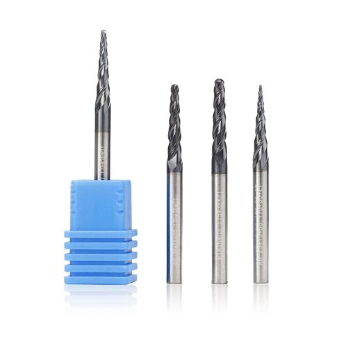 4pc Tapered Ball Nose End Mill Tungsten Carbide Milling Cutter CNC Router Bit 2 Flute Solid Taper for Wood Metal Cone Bits in Saudi Arabia