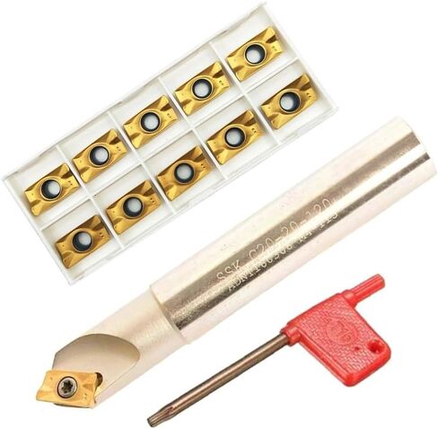 C20-20-120L Indexable Chamfer End Mill Cutter Set With 10 APKT1604 Carbide Inserts For For Cast Iron Processing, Semi-finishing And Finishing Results, 20Mm Shank Diameter, 45 Degree Angle in Saudi Arabia