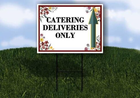 Catering Deliveries Only Spring Flowers Plum Pink Up Arrows A-Frame Single Sided 23x23 in. sign in Saudi Arabia