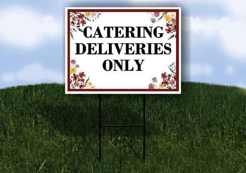 Catering Deliveries Only Spring Flowers Plum Pink Up Arrows A-Frame Single Sided 23x23 in. sign in Saudi Arabia