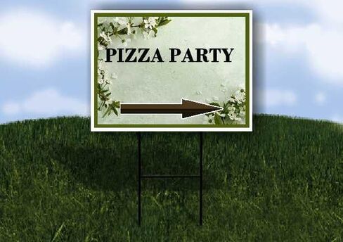 Pizza Party Spring Flowers Sage Green Directional Arrows A-Frame Double Sided 23x23 in. sign in Kuwait