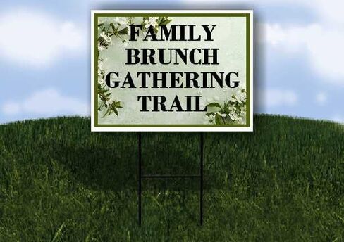 Family Brunch Gathering Trail Spring Flowers Sage Green Up Arrows A-Frame Single Sided 23x23 in. sign in Saudi Arabia