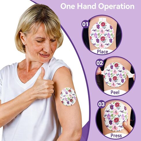 40 Pack Libre 3 Sensor Covers Waterproof,Breathable Adhesive Patches for Libre 3 Plus,with Easy-Peel Tab Pre-Cut Backing,Hypoallergenic & Latex-Free Overpatch for Long Stay Protection,8 Styles Flowers in Kuwait