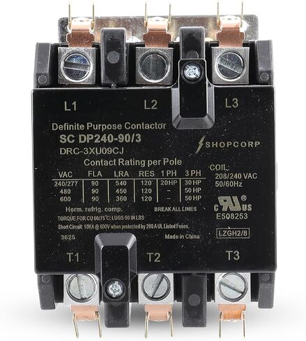 AC Contactor 90 Amp 3 Pole Contactor 120v Coil –Definite Purpose (DP) IEC/UL Listed for HVAC, Lighting, and Motor Load Applications in Saudi Arabia