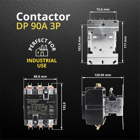 AC Contactor 90 Amp 3 Pole Contactor 120v Coil –Definite Purpose (DP) IEC/UL Listed for HVAC, Lighting, and Motor Load Applications in Saudi Arabia