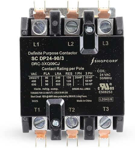 AC Contactor 90 Amp 3 Pole Contactor 120v Coil –Definite Purpose (DP) IEC/UL Listed for HVAC, Lighting, and Motor Load Applications in Saudi Arabia