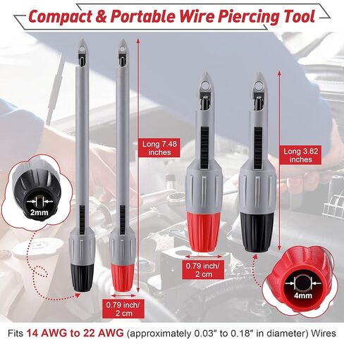 4 قطع من مسبار ثقب الأسلاك، مجموعة مشبك ثقب العزل مع قابس موزة 2 مم 4 مم لقياس الجهد المتعدد وإصلاح تشخيص السيارات واستكشاف أخطاء دائرة الاختبار الكهربائية وإصلاحها in Kuwait
