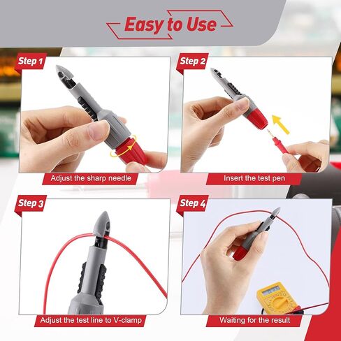 4 قطع من مسبار ثقب الأسلاك، مجموعة مشبك ثقب العزل مع قابس موزة 2 مم 4 مم لقياس الجهد المتعدد وإصلاح تشخيص السيارات واستكشاف أخطاء دائرة الاختبار الكهربائية وإصلاحها in Kuwait