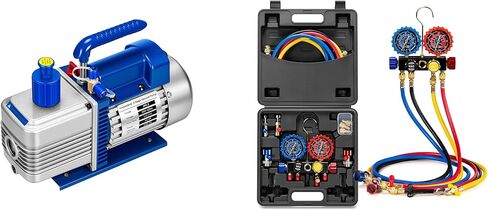 VIVOHOME 5 CFM 1/2 HP 2 Stage HVAC Vacuum Pump for R134a R12 R22 R502 R410a Systems, with HVAC Manifold Gauge Set for R134a R410a R22 R32 Refrigerant in Saudi Arabia