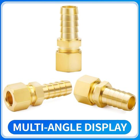 ChillWaves Brass Compression Tube Fitting, 3/8" OD x 3/8" Barb Compression Union Connector with Hose Clamp(10-PACK) in Saudi Arabia