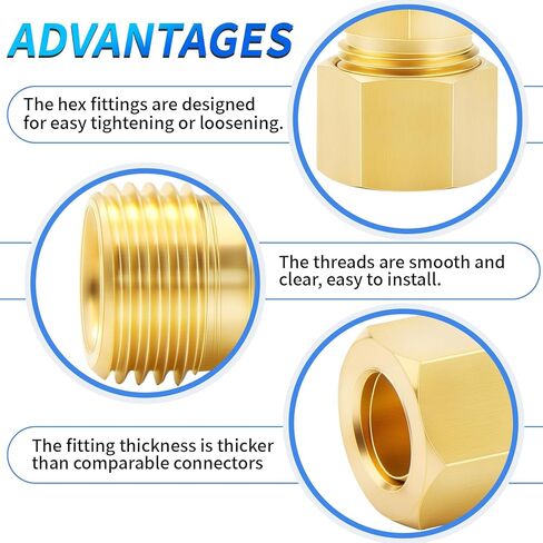 ChillWaves Brass Compression Tube Fitting, 3/8" OD x 3/8" Barb Compression Union Connector with Hose Clamp(10-PACK) in Saudi Arabia