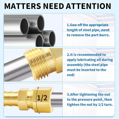 ChillWaves Brass Compression Tube Fitting, 3/8" OD x 3/8" Barb Compression Union Connector with Hose Clamp(10-PACK) in Saudi Arabia