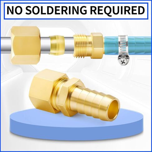 ChillWaves Brass Compression Tube Fitting, 3/8" OD x 3/8" Barb Compression Union Connector with Hose Clamp(10-PACK) in Saudi Arabia