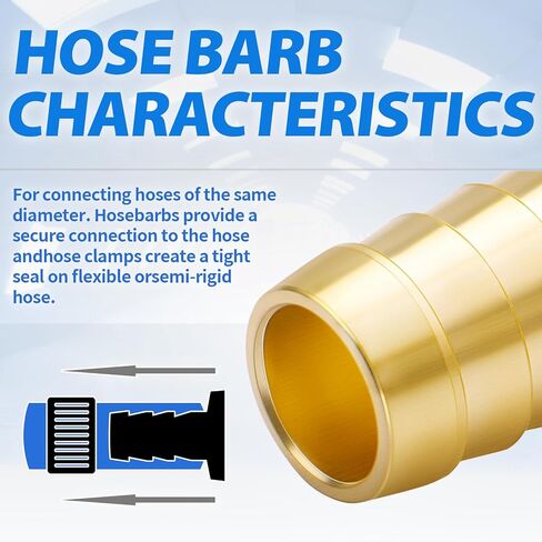 ChillWaves Brass Compression Tube Fitting, 3/8" OD x 3/8" Barb Compression Union Connector with Hose Clamp(10-PACK) in Saudi Arabia