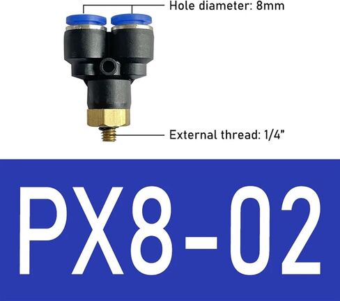 1 قطعة تركيب موصل الهواء الهوائي PX 4 مللي متر 6 مللي متر 8/10 مللي متر الموضوع M5 1/8 "1/4" 3/8 "1/2" BSPT تركيبات خرطوم بلاستيك Y-شكل تي شيرت (PX8-02) in Kuwait