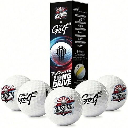 كرات جولف NJF Golf™ XLD ذات مسافات طويلة للغاية، ملمس ناعم، 5 قطع من كرات الجولف الطويلة ذات الدوران المنخفض للرجال والنساء، غطاء Surlyn من الدرجة المدرعة، نواة فائقة القوة، إطلاق عالي 90 ضغط in Saudi Arabia