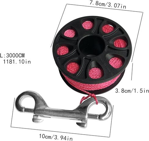 kowaku 7.8cm Scuba Diving Reel 30 Meter Nylon Line Lightweight Professional for Photography Stainless Steel Double Hook Accessories, Fluorescent Pink in Saudi Arabia