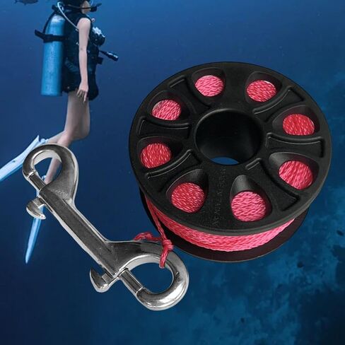kowaku 7.8cm Scuba Diving Reel 30 Meter Nylon Line Lightweight Professional for Photography Stainless Steel Double Hook Accessories, Fluorescent Pink in Saudi Arabia
