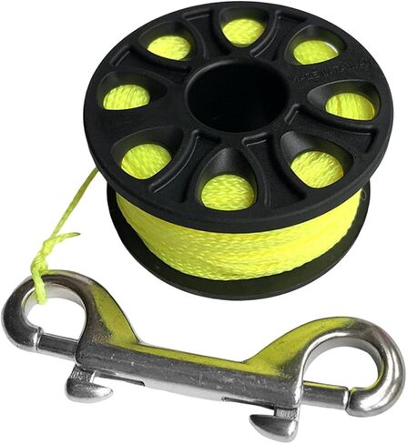 Yiju Scuba Gear Reel 30M خط نايلون مدمج لملحقات نشر العوامة مع خطاف مزدوج غير قابل للصدأ، أصفر فلوري in Saudi Arabia