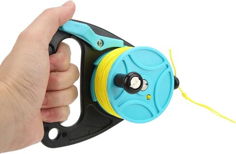 Portable Diving Handle Reel, Scuba Diving Reel with 46m Nylon Wire, Yellow and Blue - Lightweight Design, Thumb Stopper Control, Ideal for Snorkeling and Water Sports (Sky Blue Wheel) in Saudi Arabia