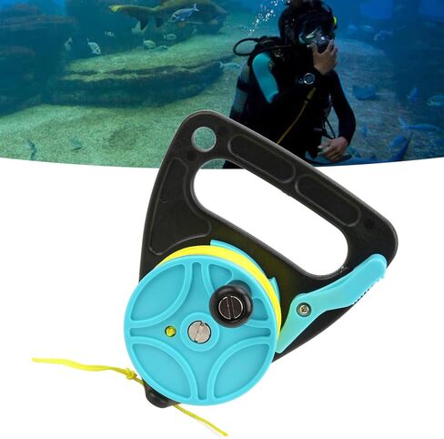 Portable Diving Handle Reel, Scuba Diving Reel with 46m Nylon Wire, Yellow and Blue - Lightweight Design, Thumb Stopper Control, Ideal for Snorkeling and Water Sports (Sky Blue Wheel) in Saudi Arabia