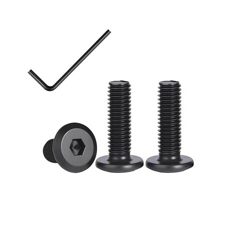 25 قطعة M6x20mm براغي غطاء مقبس سداسي برأس مسطح، 304 براغي غطاء مقبس من الفولاذ المقاوم للصدأ 18-8، براغي أثاث برغي موصل غاطس، خيط كامل، أكسيد أسود مع مفتاح ربط سداسي in Kuwait