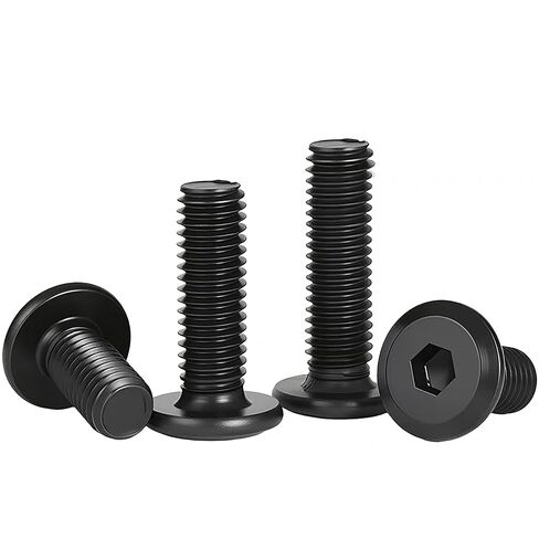25 قطعة M6x20mm براغي غطاء مقبس سداسي برأس مسطح، 304 براغي غطاء مقبس من الفولاذ المقاوم للصدأ 18-8، براغي أثاث برغي موصل غاطس، خيط كامل، أكسيد أسود مع مفتاح ربط سداسي in Kuwait