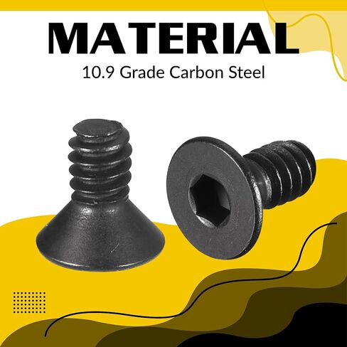 #4-40x1/4 Flat Head Socket Cap Screws (25pcs) 10.9 Grade Carbon Steel Hex Socket Countersunk Flat Head Screw Bolts Machine Screws Fasteners, Fully Threaded, Black Oxide in Kuwait