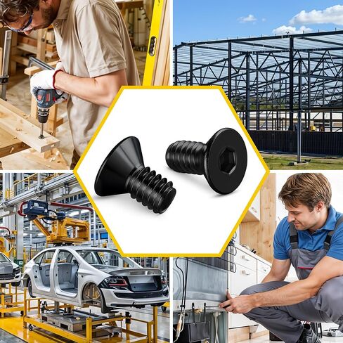 #4-40x1/4 Flat Head Socket Cap Screws (25pcs) 10.9 Grade Carbon Steel Hex Socket Countersunk Flat Head Screw Bolts Machine Screws Fasteners, Fully Threaded, Black Oxide in Kuwait