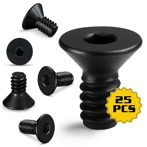 #4-40x1/4 Flat Head Socket Cap Screws (25pcs) 10.9 Grade Carbon Steel Hex Socket Countersunk Flat Head Screw Bolts Machine Screws Fasteners, Fully Threaded, Black Oxide in Kuwait