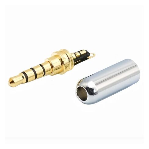 fengpeng 1/5PCS 3.5MM Audio Connector 4 Poles Headphone Jack Male Plug Earphone Repair Cable Solder Wire DIY AUX .5 Adapter(Matte Silver,1pcs) in Saudi Arabia