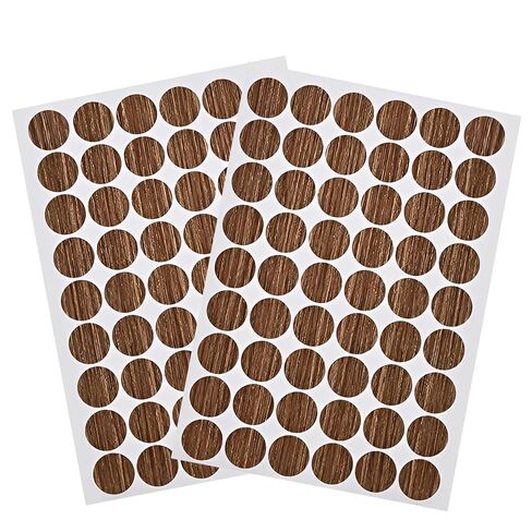 108 Pcs Screw Hole Cover Stickers, Self-Adhesive Screw Covers Caps PVC Dustproof Round Stickers, 21mm 2 Sheets, for Wooden Furniture, Cabinets, Tables, Decoration Supplies (Brown) in Saudi Arabia