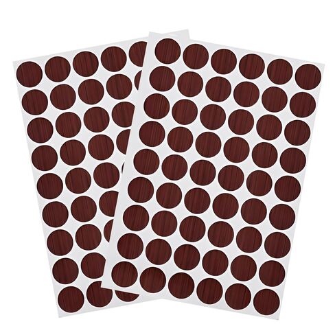 108 Pcs Screw Hole Cover Stickers, Self-Adhesive Screw Covers Caps PVC Dustproof Round Stickers, 21mm 2 Sheets, for Wooden Furniture, Cabinets, Tables, Decoration Supplies (Brown) in Saudi Arabia