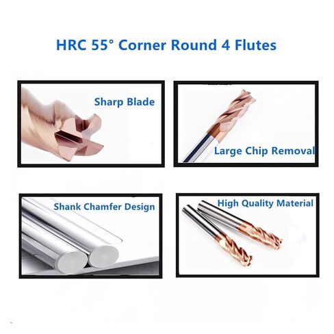 End Mill Sets HRC 55° 4 Flutes Corner Round R0.5 Tungsten Steel Milling Cutter Tools 4mm-12mm CNC Lathe Cutting(D6.0xR0.5xD6xL50) in Saudi Arabia