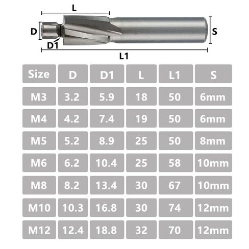 7pcs/Set End Mill Cutter Drill Milling Bits HSS Counterbore M3-M12 Pilot Slotting Tool Countersink Mills Router Bit in Saudi Arabia